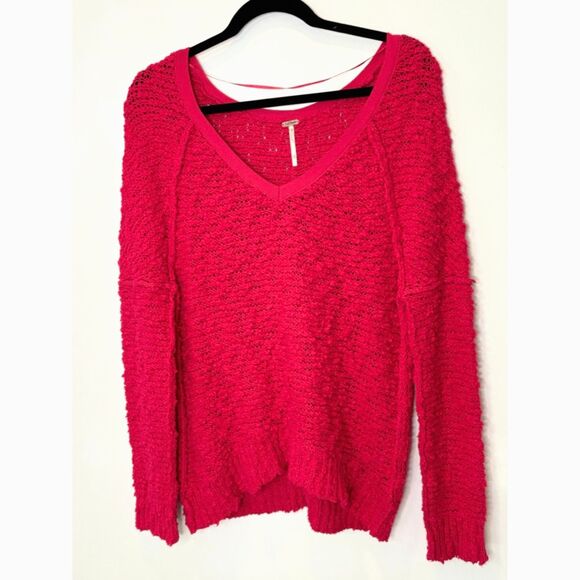 Free People Vneck Loose Knit Sweater Size XS-small Boho Holiday k41 - Picture 6 of 16